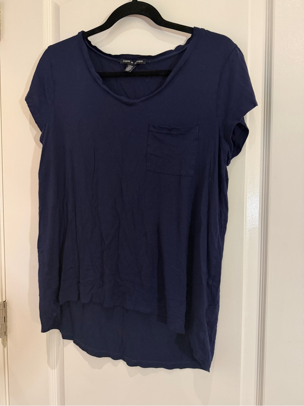 Cable & Gauge Navy Oversized High-Low Pocket Tee Large